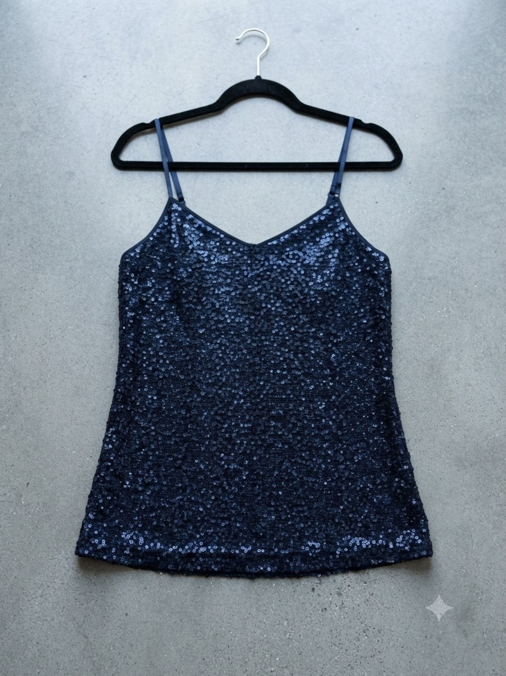 Express Navy Sequin Spaghetti Strap Cami